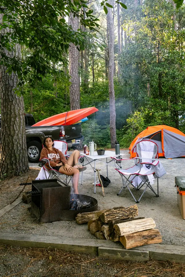 Family camping together