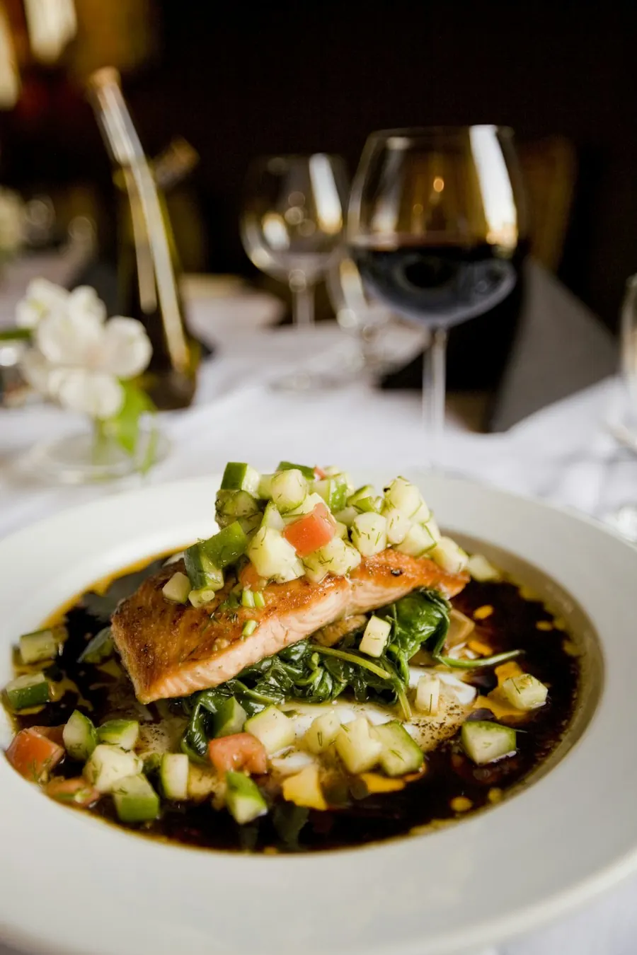 Salmon dish in the club dining room