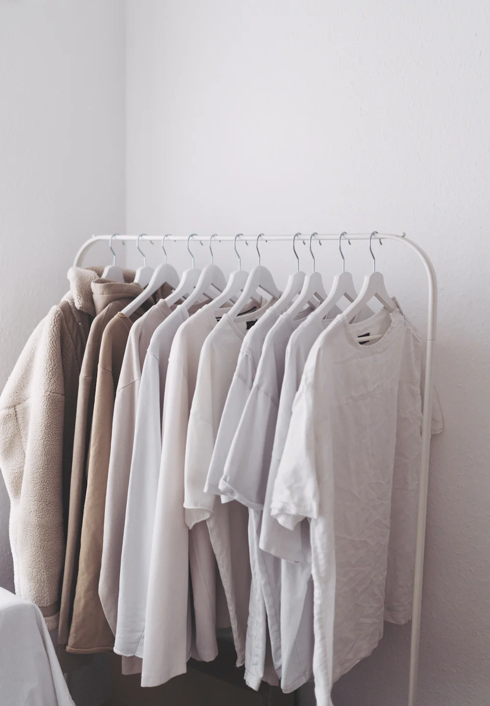 White shirts on hangers