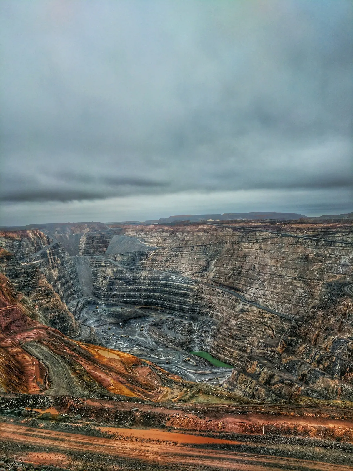 Wide view of a large open-pit mine