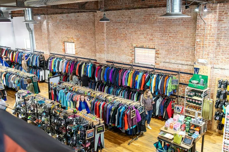 Inside an outdoor gear store