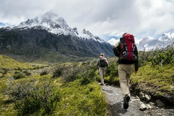 Group hiking in the mountains