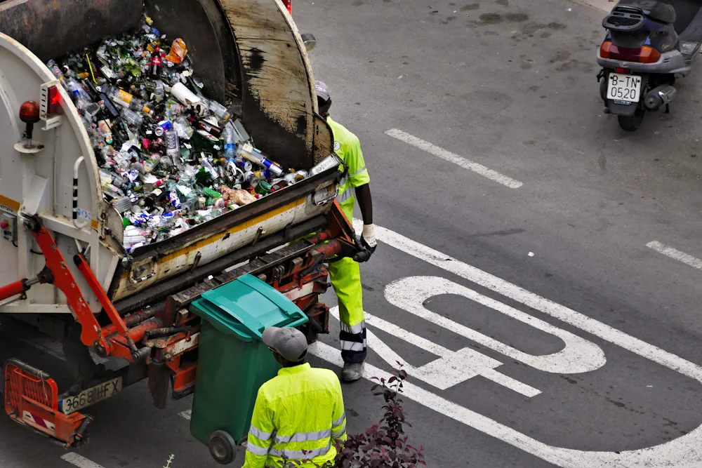 Waste collection crew loading a truck
