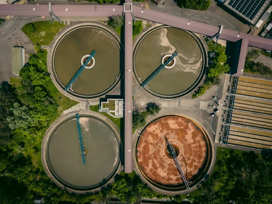 Aerial view of a water treatment plant