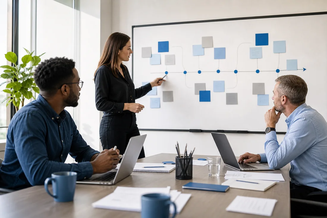 Digital strategy team building a practical roadmap together