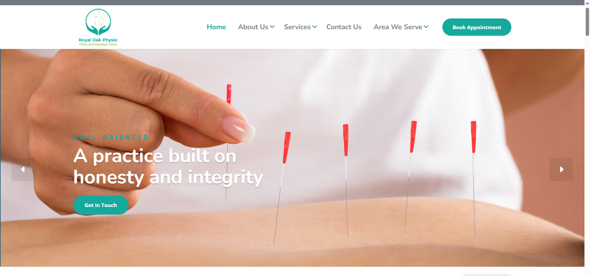 Royal Oak Physio website homepage we built