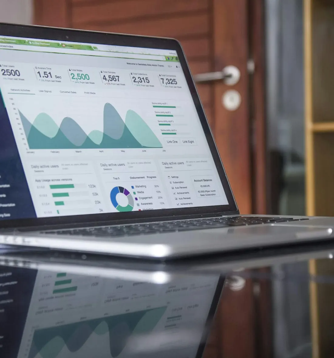 SEO analytics dashboard on a laptop