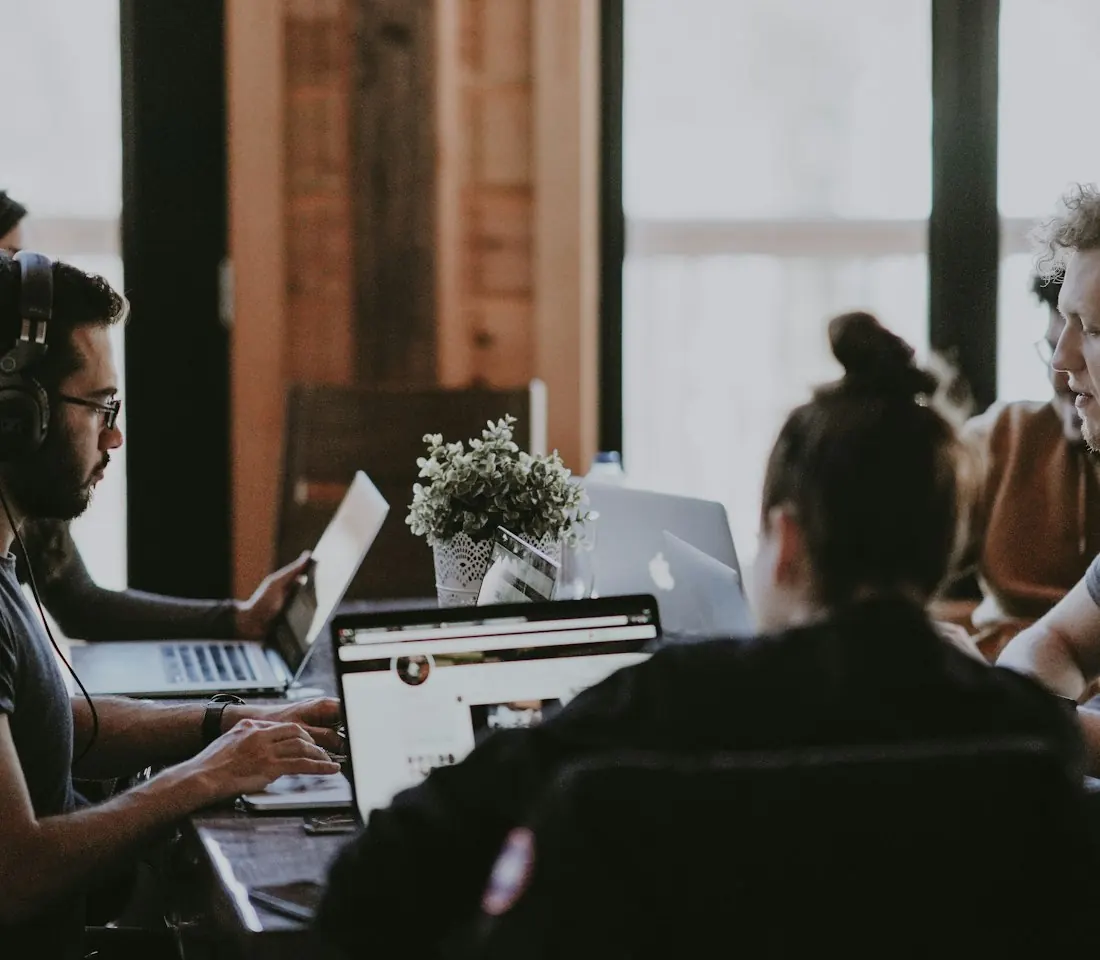 Team working together in a meeting room